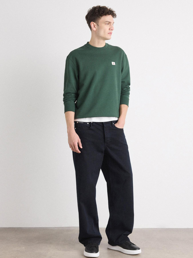 Sweatshirt terry badge vert homme - Calvin Klein Jeans