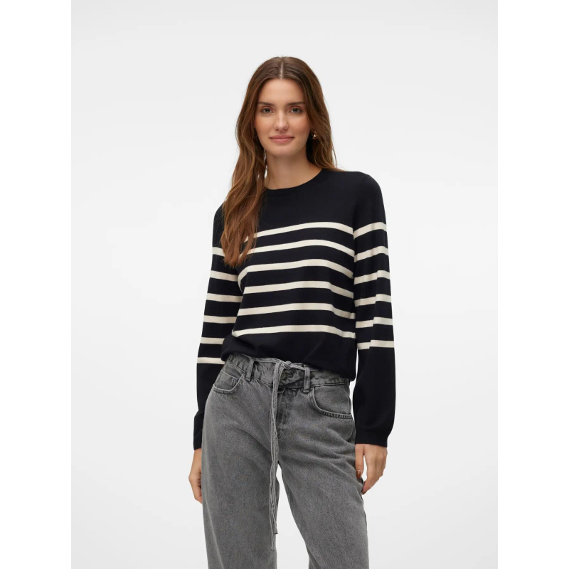 Pull rayé col rond saba noir femme - Vero Moda