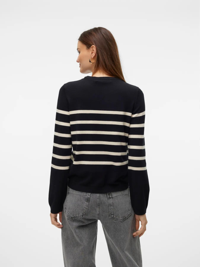Pull rayé col rond saba noir femme - Vero Moda