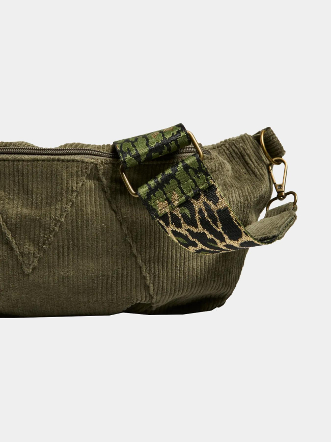 Sac banane velours côtelé nenny kaki femme - Pieces