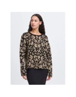 Gilet cardigan léopard kamara noir femme - Ichi