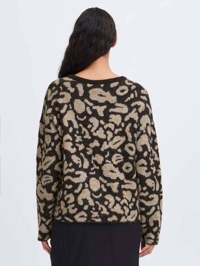 Gilet cardigan léopard kamara noir femme - Ichi