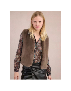 Veste sans manche fausse fourrure marron femme - Molly Bracken