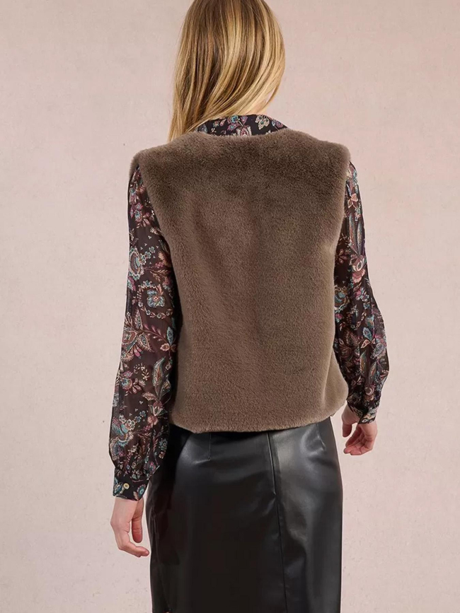 Veste sans manche fausse fourrure marron femme - Molly Bracken