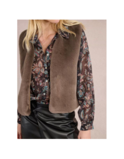 Veste sans manche fausse fourrure marron femme - Molly Bracken