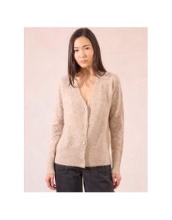 Gilet cardigan boutons cœur beige femme - Molly Bracken