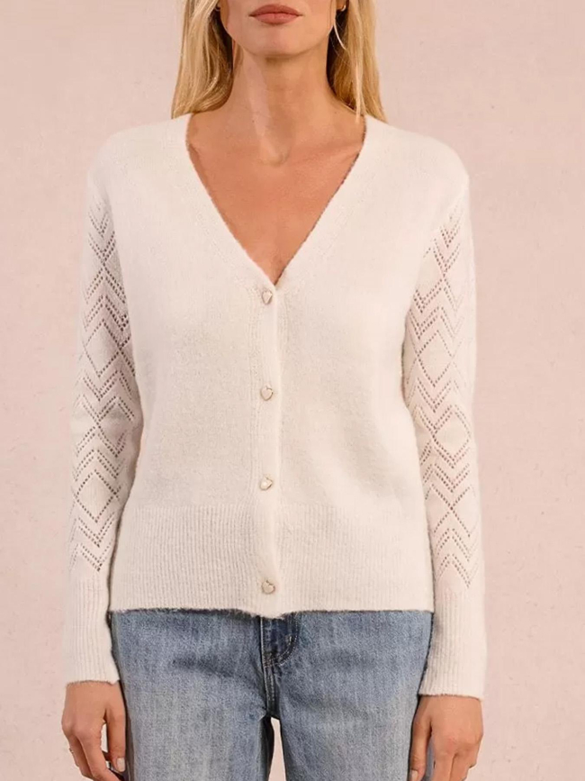 Gilet cardigan boutons cœur blanc femme - Molly Bracken