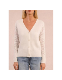 Gilet cardigan boutons cœur blanc femme - Molly Bracken
