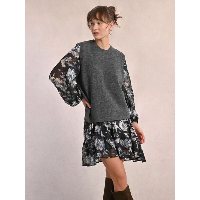 Pull sans manche dos ouvert gris femme - Molly Bracken