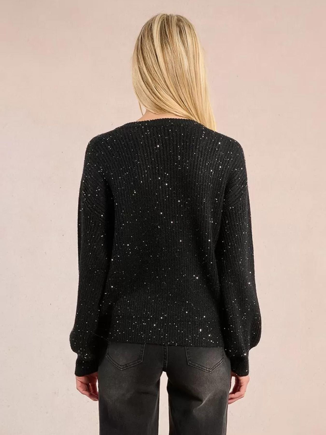 Pull à sequins brillant col v noir femme - Molly Bracken