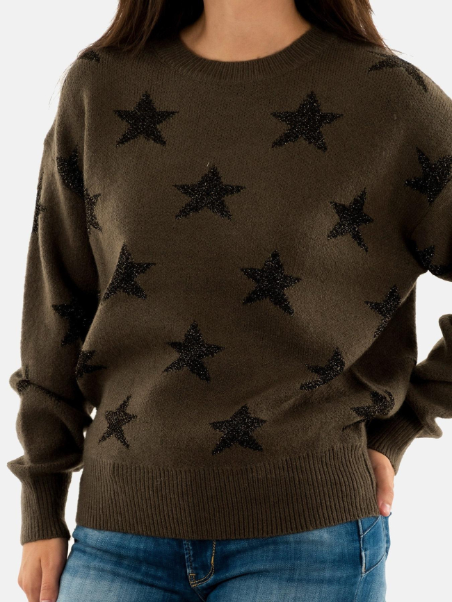 Pull étoiles pailletées kaki femme - Molly Bracken