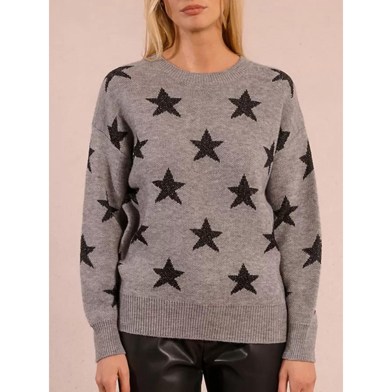 Pull étoiles pailletées gris femme - Molly Bracken
