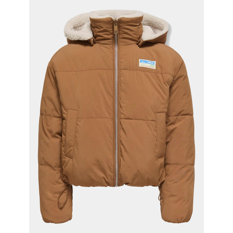 Doudoune réversible teddy maria blanc marron fille - Only