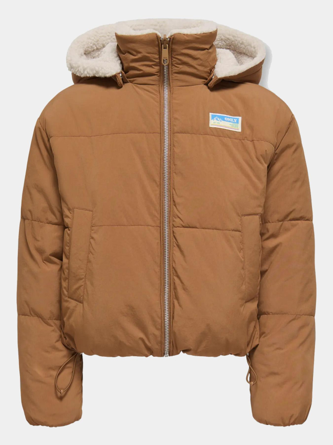 Doudoune réversible teddy maria blanc marron fille - Only