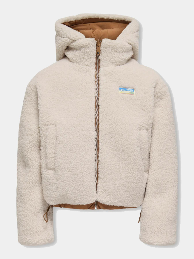 Doudoune réversible teddy maria blanc marron fille - Only