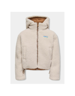 Doudoune réversible teddy maria blanc marron fille - Only