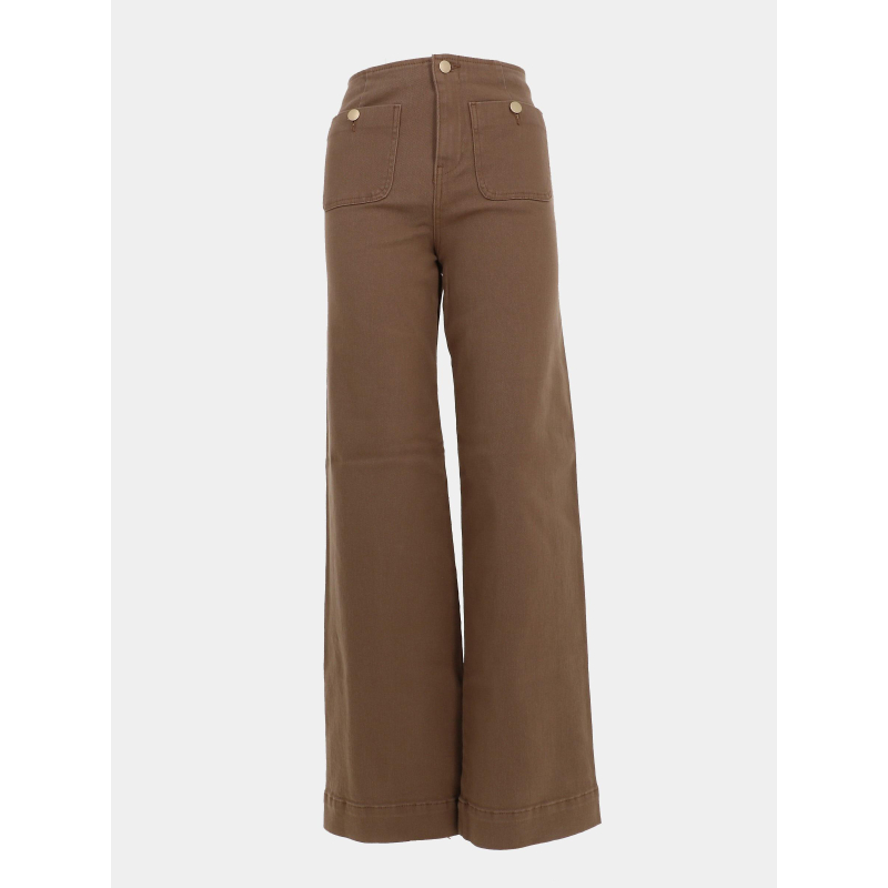 Jean large taille haute madeline marron femme - Only