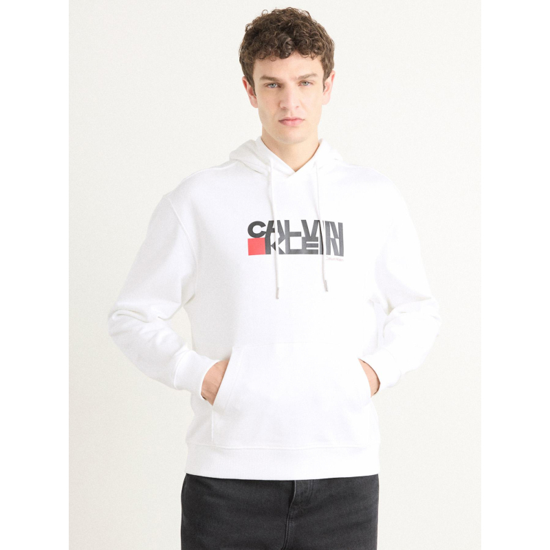 Sweat à capuche redbox blanc homme - Calvin Klein Jeans