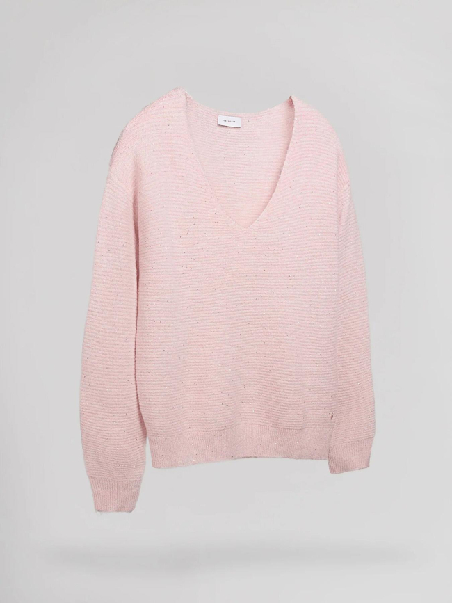 Pull col v effet pailleté rachel rose femme - Teddy Smith