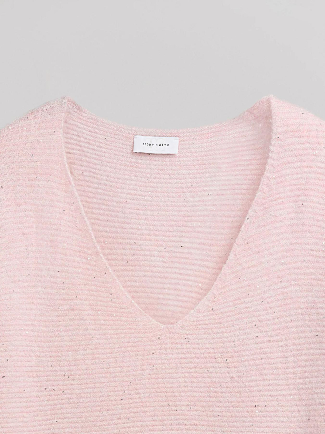 Pull col v effet pailleté rachel rose femme - Teddy Smith