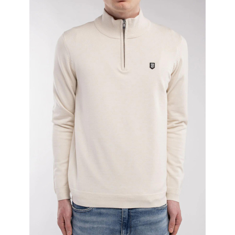 Pull col zippé marty 2 blanc crème homme - Teddy Smith