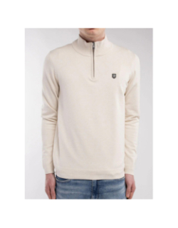 Pull col zippé marty 2 blanc crème homme - Teddy Smith