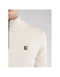 Pull col zippé marty 2 blanc crème homme - Teddy Smith