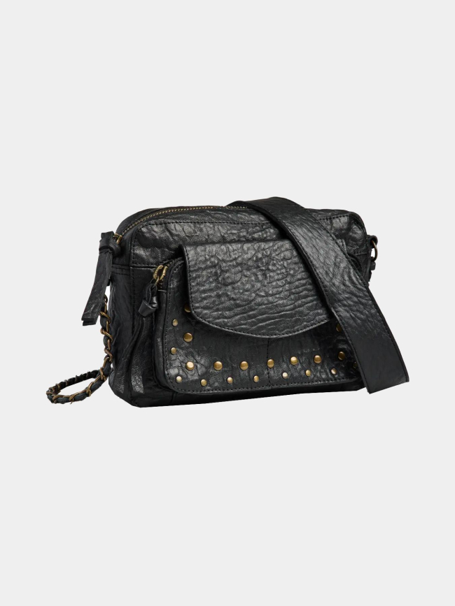 Sac bandoulière en cuir jadja noir femme - Pieces