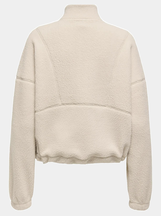 Sweat col zippé teddy mon blanc femme - Only Play