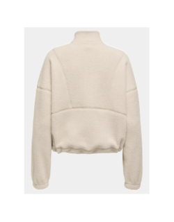 Sweat col zippé teddy mon blanc femme - Only Play