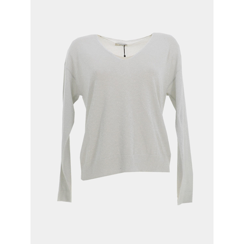 Pull fin brillant à col v jdybodilla blanc femme - JDY