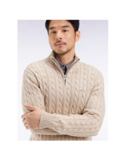 Pull col zippé torsadé honer beige homme - Eden Park