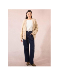 Gilet cardigan ajouré beige femme - Molly Bracken