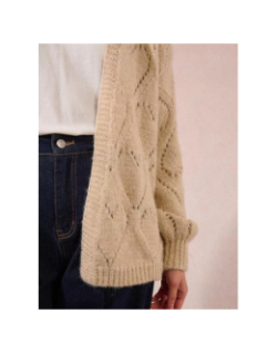 Gilet cardigan ajouré beige femme - Molly Bracken