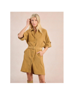 Robe boutonnée velours côtelé marron femme - Molly Bracken