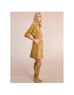 Robe boutonnée velours côtelé marron femme - Molly Bracken