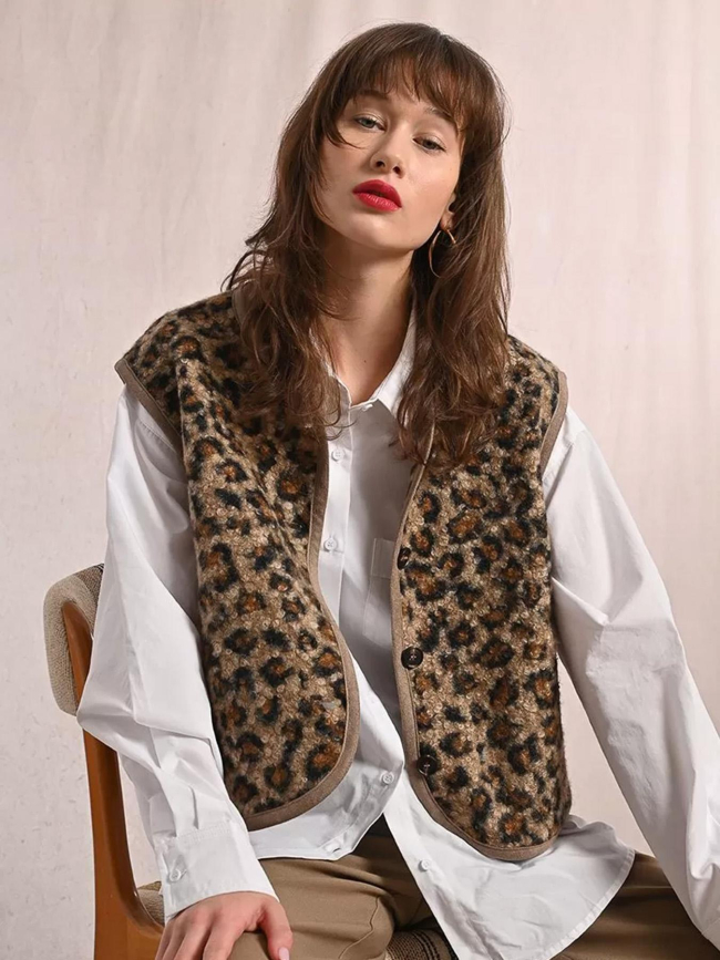 Veste sans manche léopard marron femme - Molly Bracken