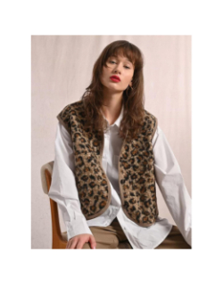 Veste sans manche léopard marron femme - Molly Bracken
