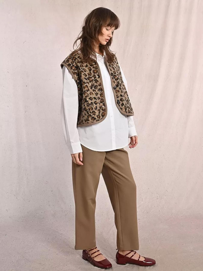 Veste sans manche léopard marron femme - Molly Bracken