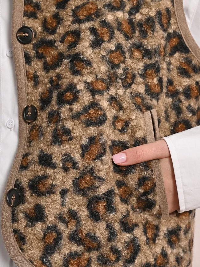 Veste sans manche léopard marron femme - Molly Bracken