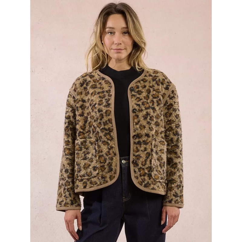 Veste léopard boutonnée marron femme - Molly Bracken