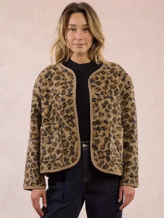 Veste léopard boutonnée marron femme - Molly Bracken