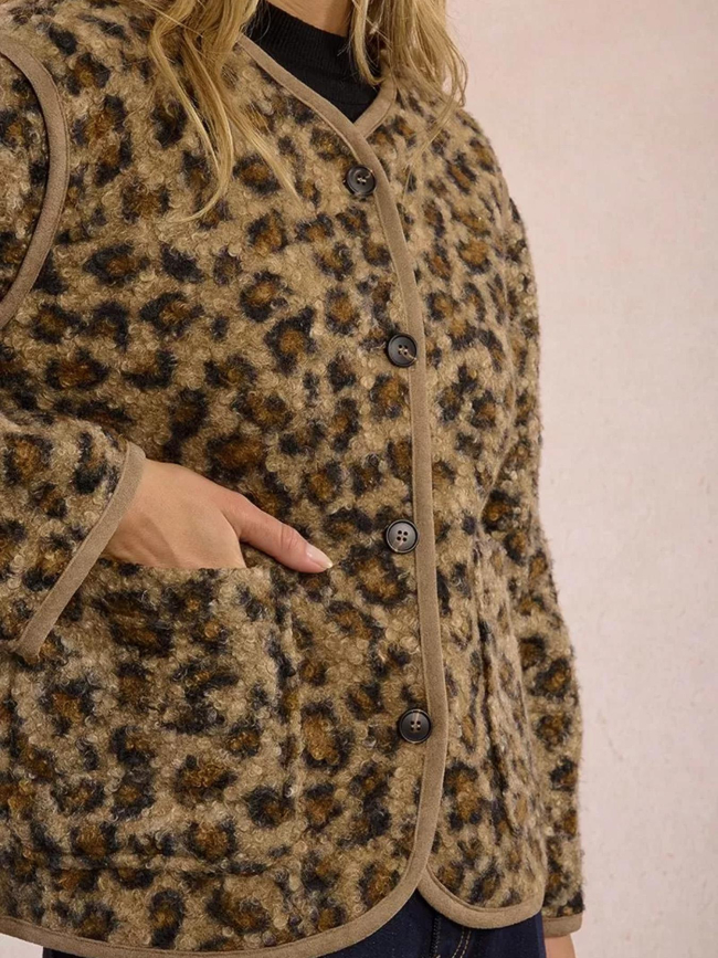 Veste léopard boutonnée marron femme - Molly Bracken