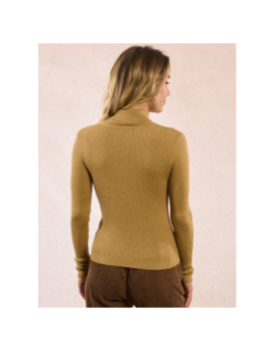 Pull fin col roulé côtelé golden marron femme - Molly Bracken