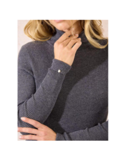 Pull fin col roulé côtelé dark gris femme - Molly Bracken