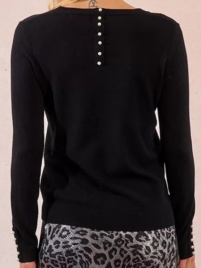 Pull uni perle nacré noir femme - Molly Bracken