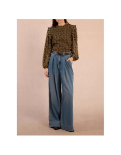 Jean large avec ceinture denim bleu femme - Molly Bracken