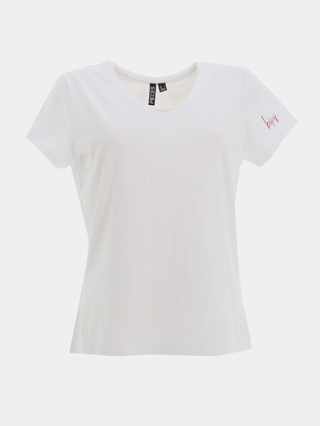 T-shirt uni serima bisous blanc femme - Pieces