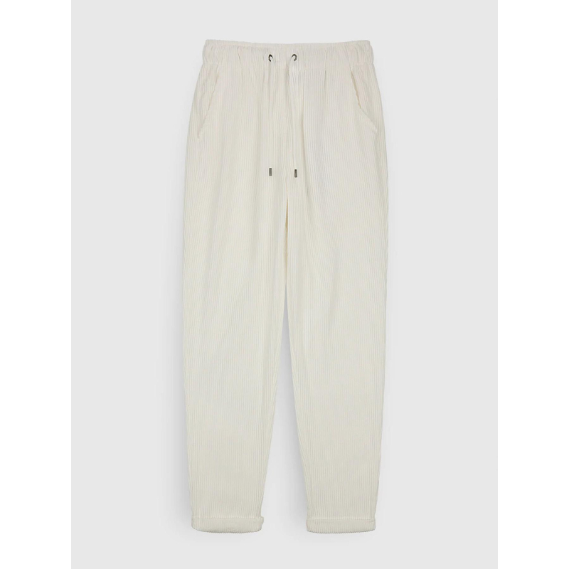 Pantalon droit en velours côtelé beige femme - Teddy Smith