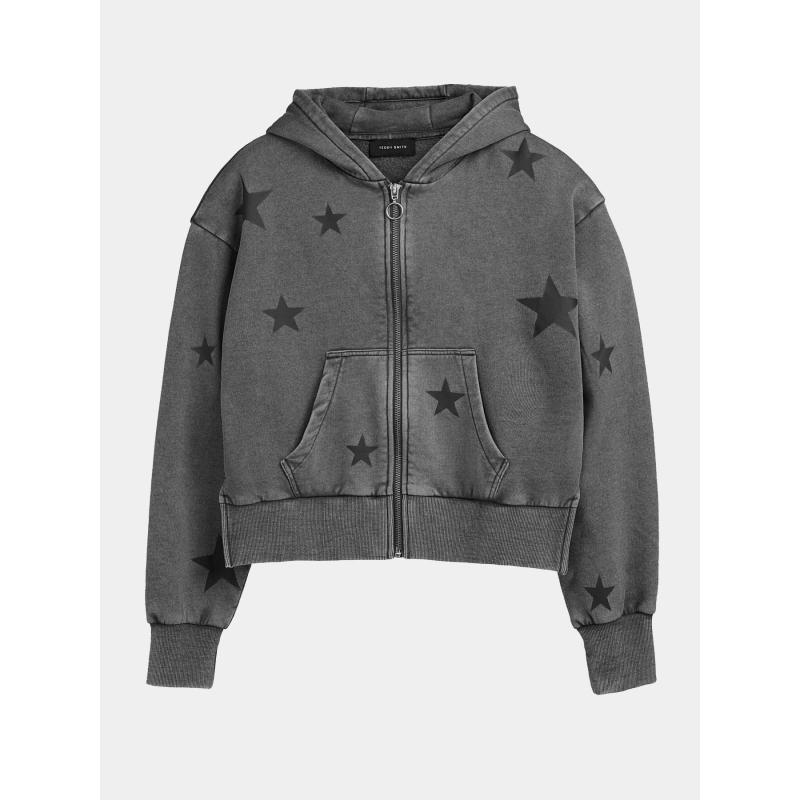 Sweat zippé à capuche wahou gris fille - Teddy Smith